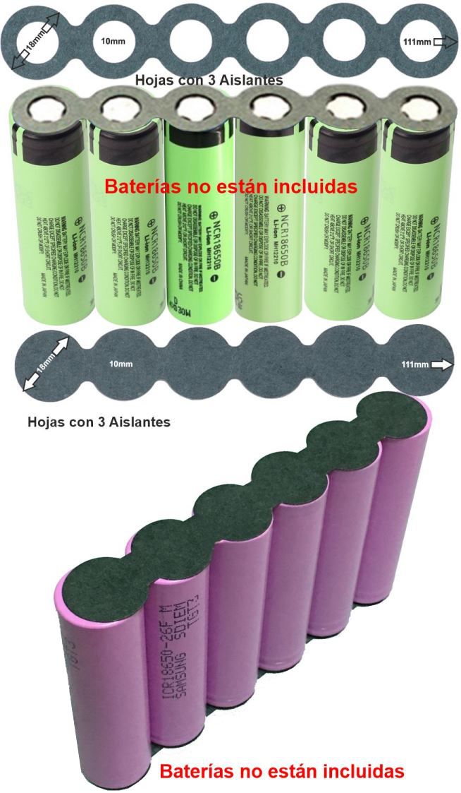 Aislantes baterias 6x18650 Linea